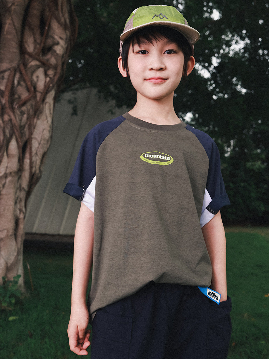 Children's Di Mulberry Cotton Color Contrast Patchwork Design Sense Children's T-shirt