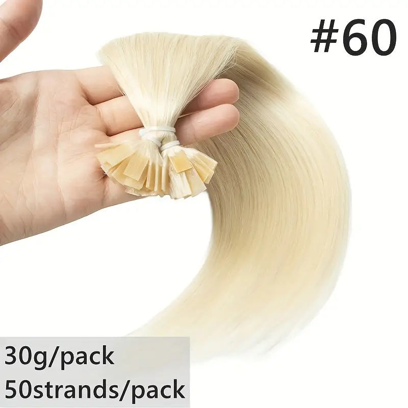 New Human Hair Foaming White Extension Long Straight Wig