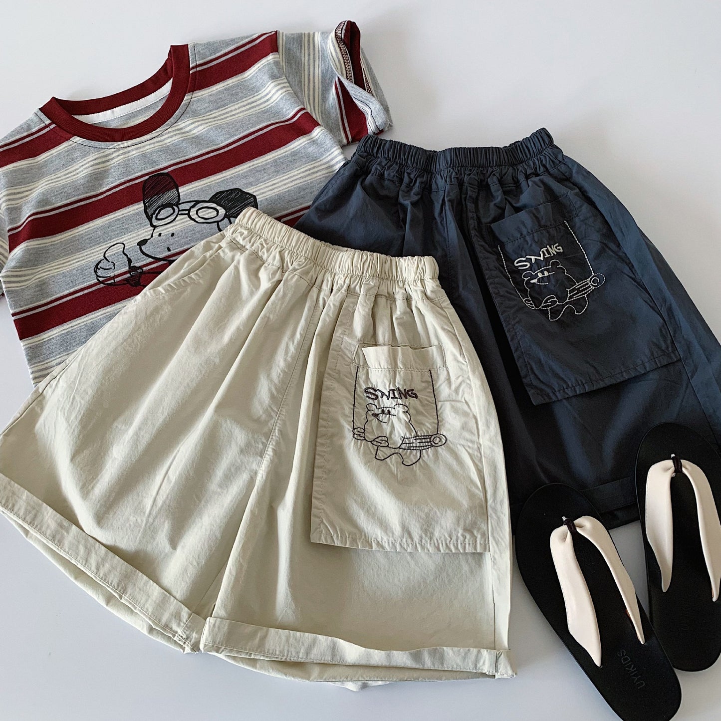 Children's Korean Style Boys Pocket Bear Middle Children's Pants