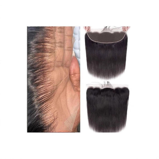 Front Lace Real Human Hair Piece Long Straight Wig