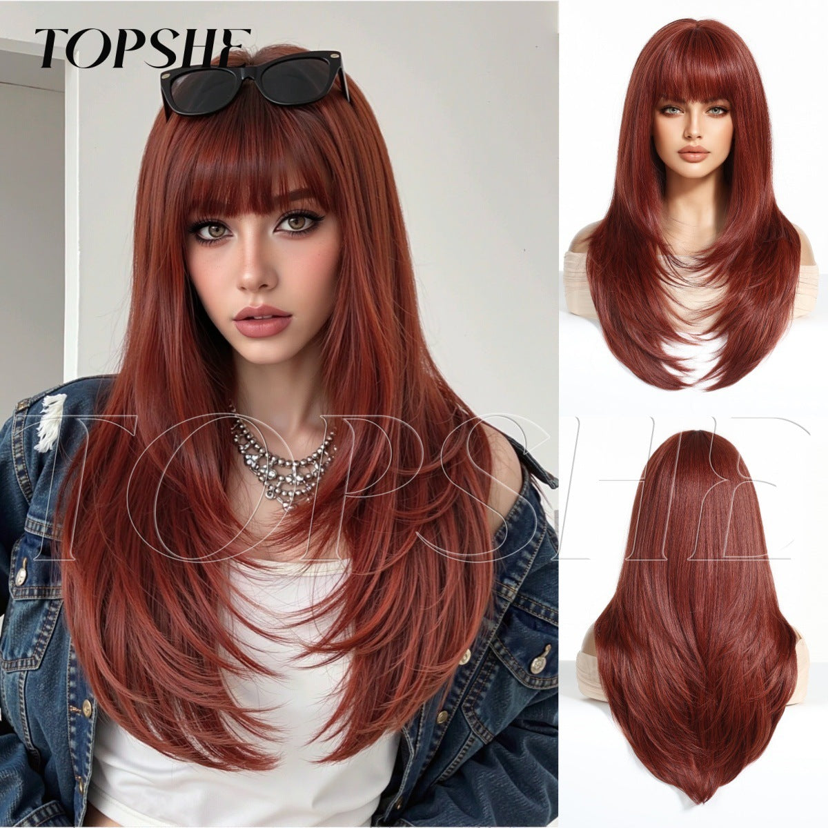 High Level Gradient Brown Hair Fashion Long Straight Wig