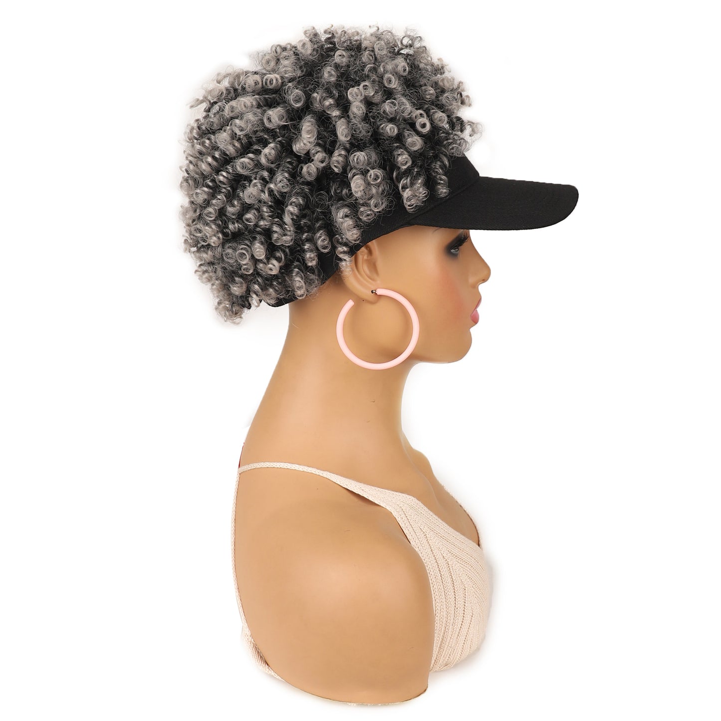 Women's Hat Small Roll Head Cover Screw Spring Wig Short Curly Hair