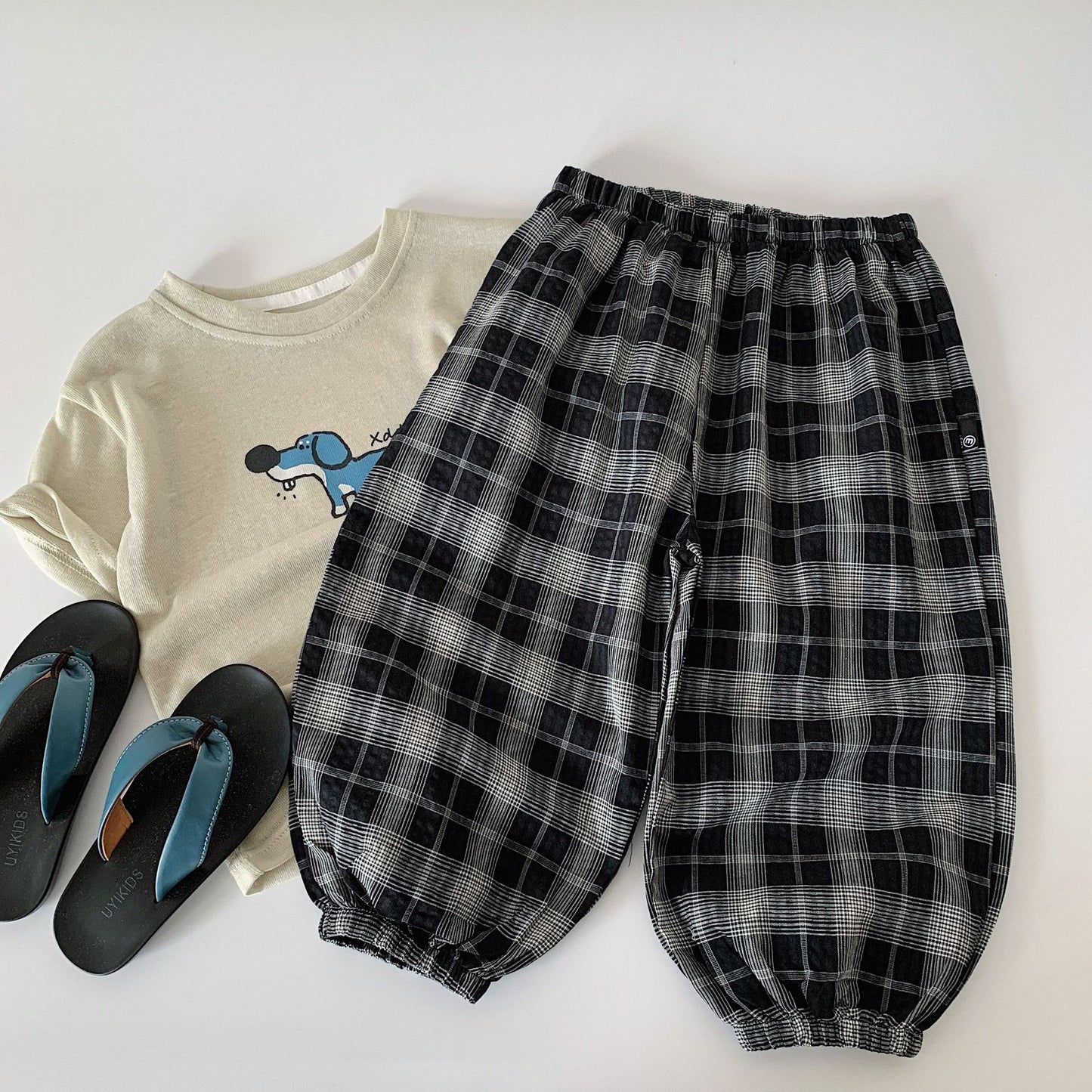 Children's Boy's Summer Korean Style Loose Thin Plaid Trousers Boy Children's Pants
