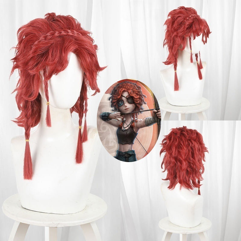 V Archer Rust Red Top Modeling One-piece Twist Braid Short Cos Wig