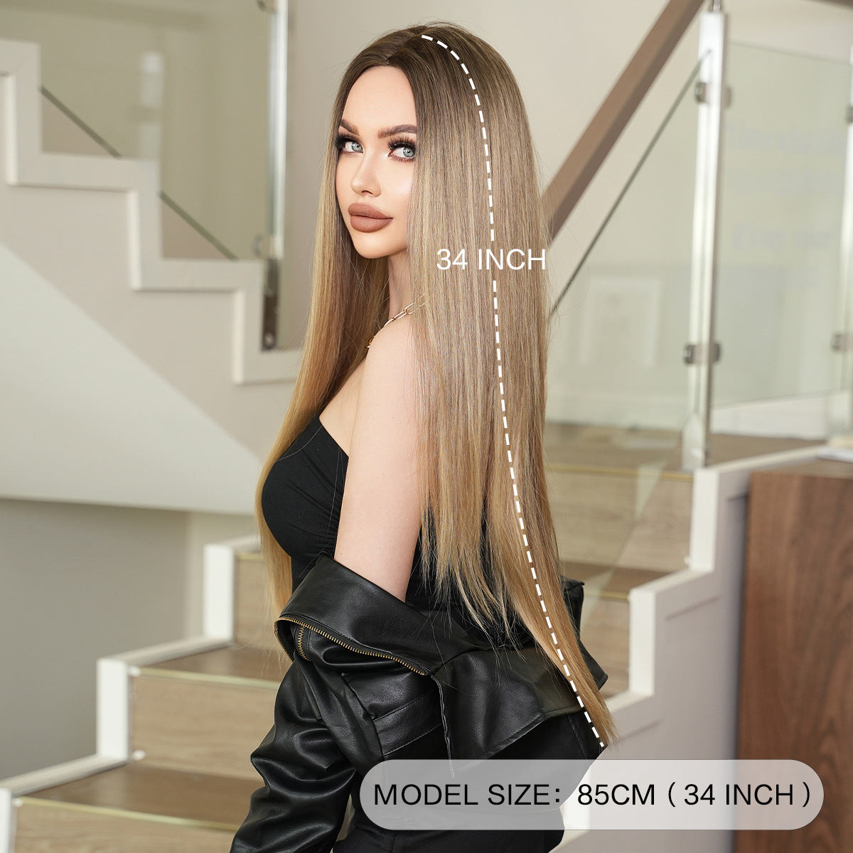 Women's Hair Nordic Natural Gold Gradient Chemical Long Straight Wig