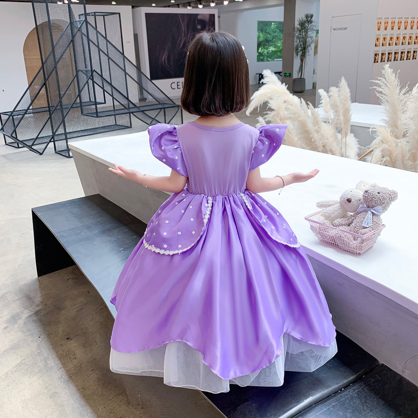Children's Sophia Princess Skirt Short Sleeve Tulle Tutu Children's Dress
