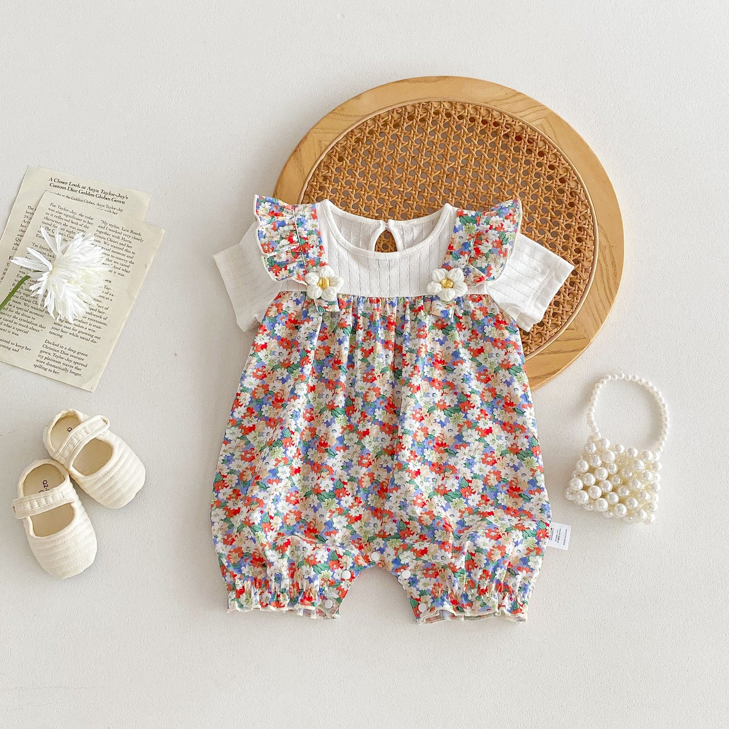 Thin Clothes Princess Floral Fake Two-piece Jumpsuit, Climbing Suit