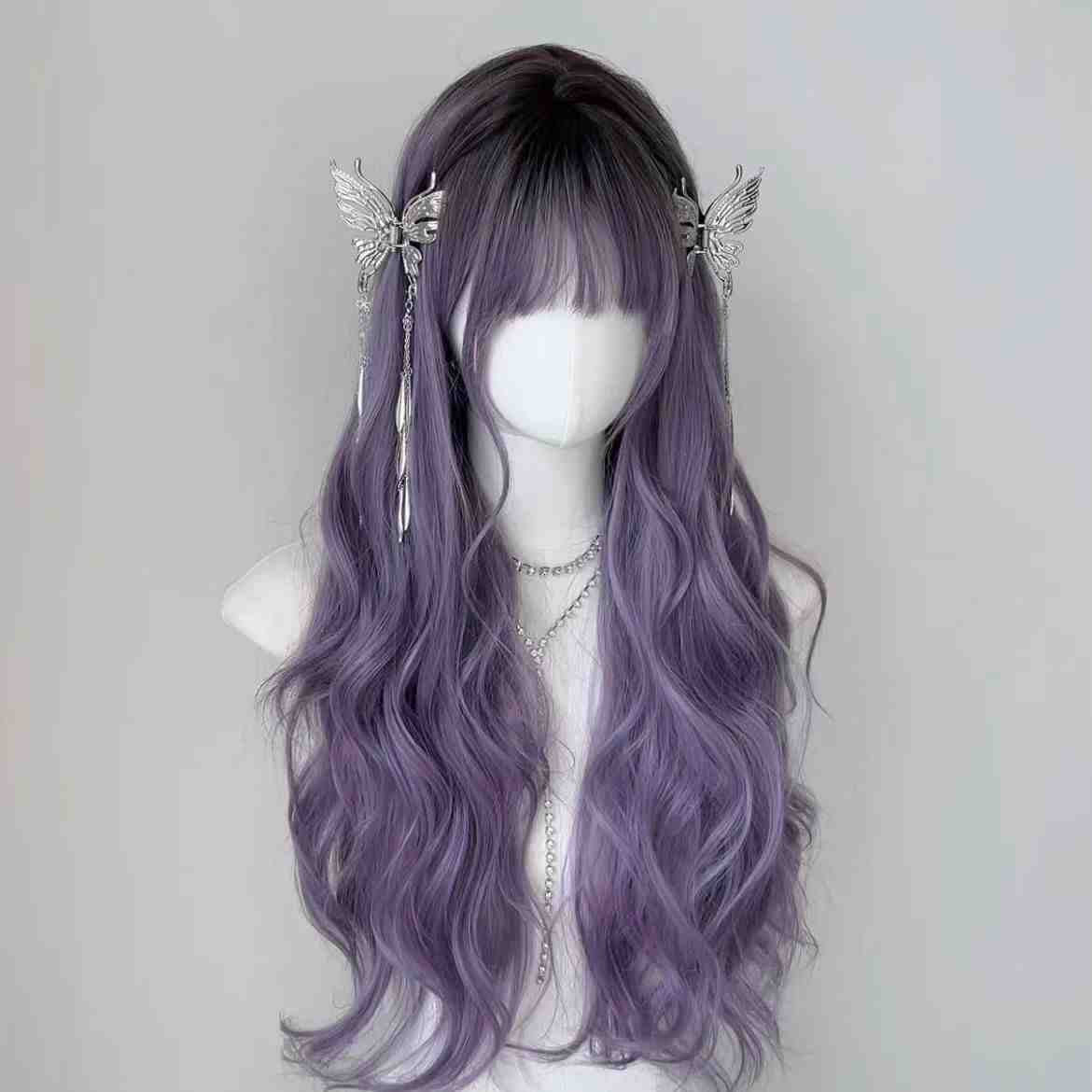 Air Straight Bangs Big Wave Gradient Curly Hair Natural Wig Long Curls