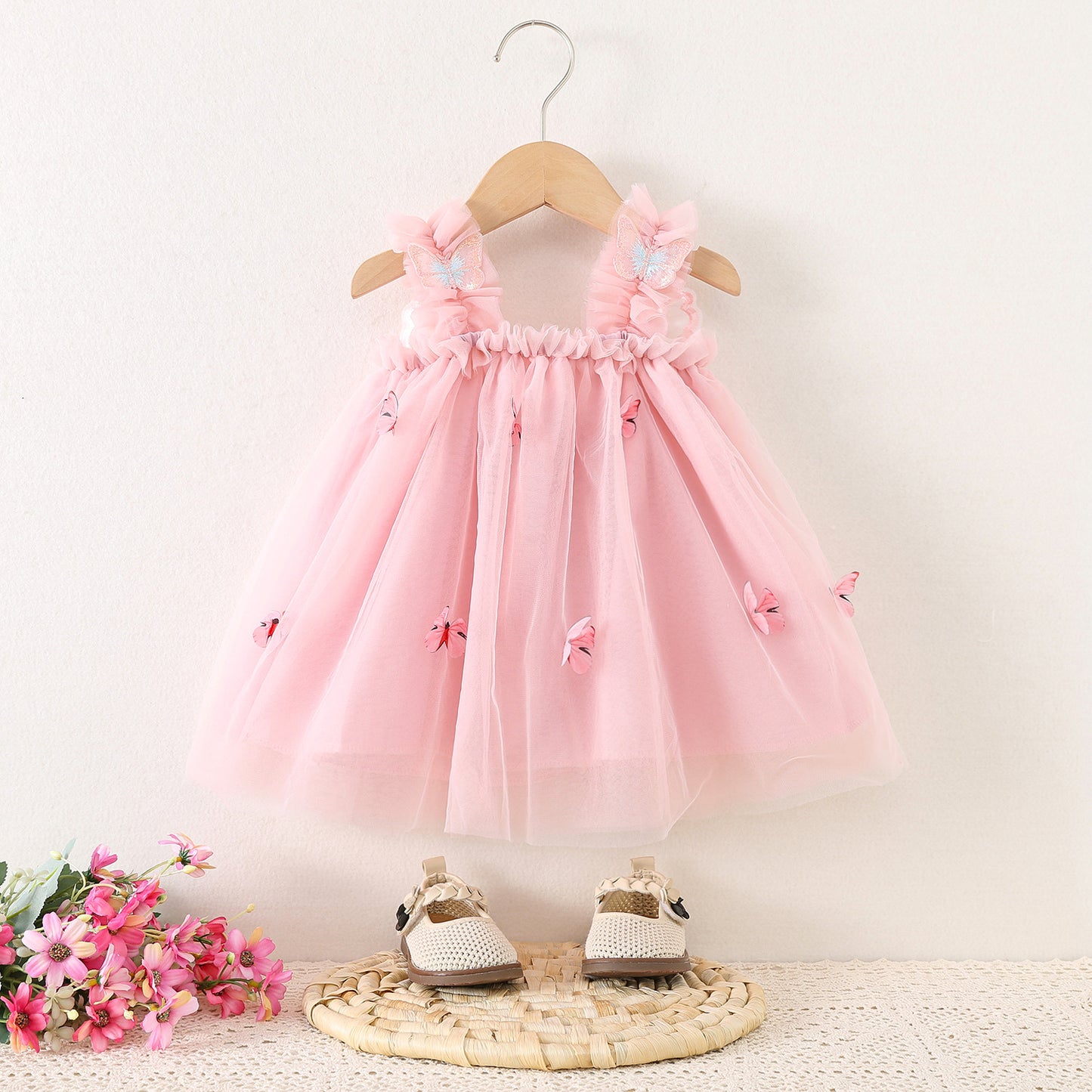 Wings Embroidered Butterfly Korean Mesh Princess Children's Dress