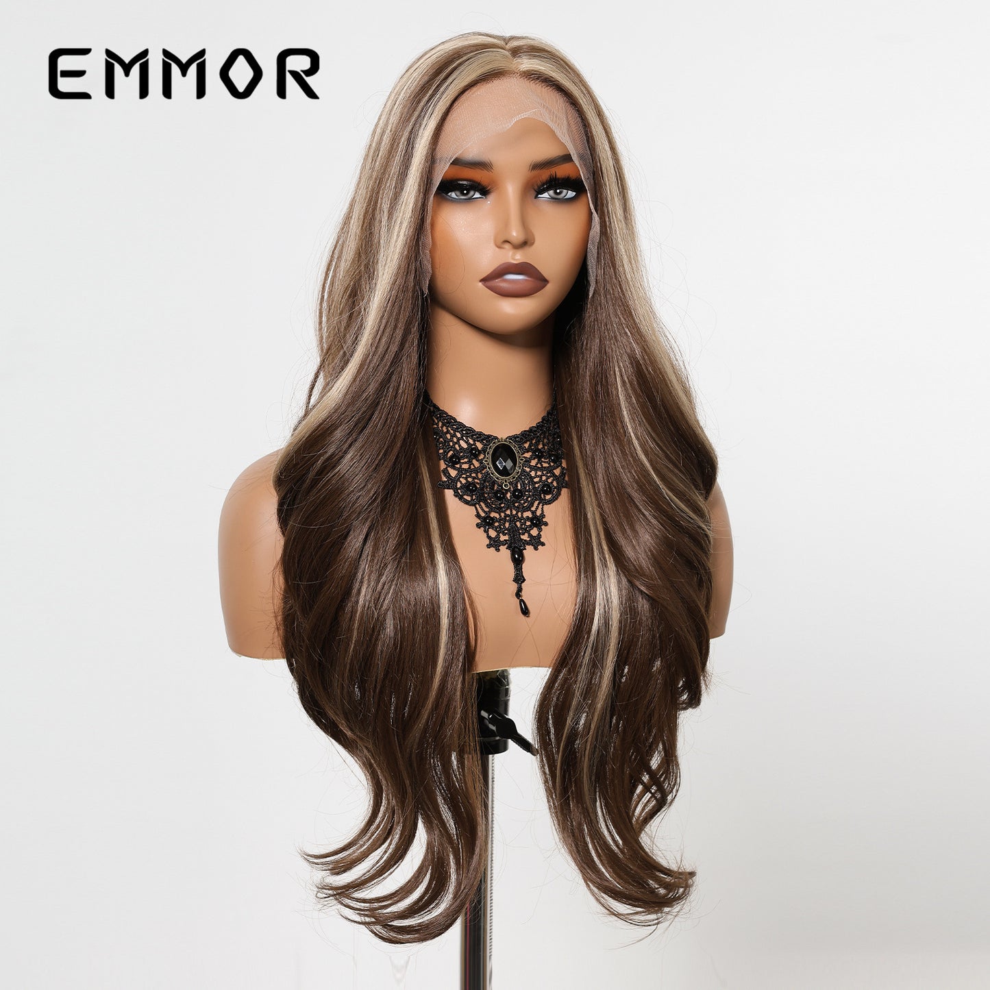 Area Lace Imported Matte Fiber Wine Red Free Sewing Curly Wig Long Curls