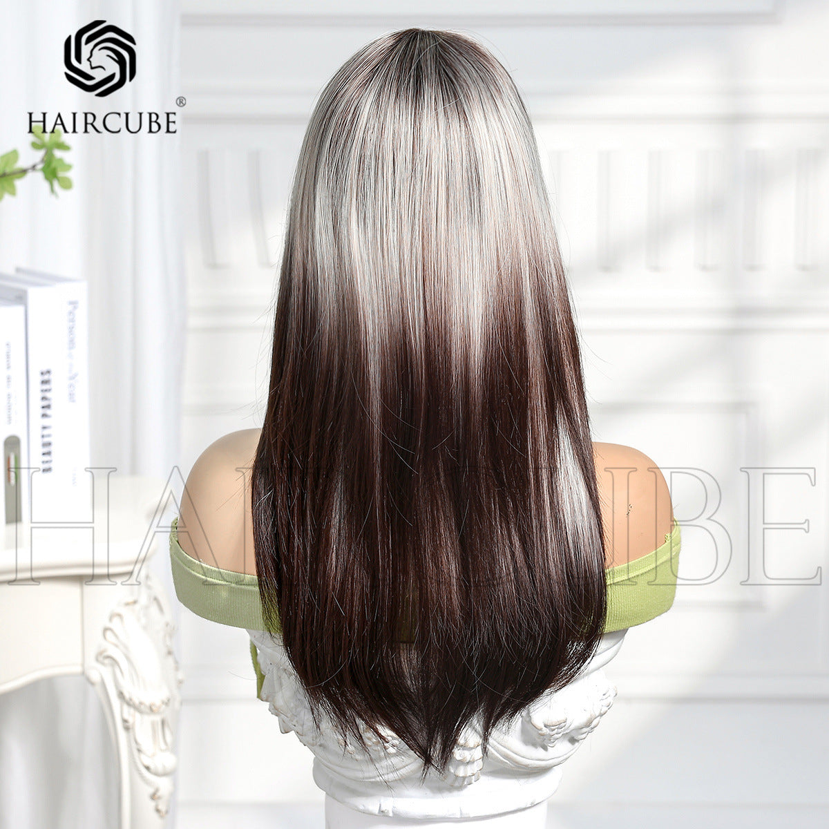 Head Cover Highlight Wind Gradient Bangs Hair Mechanism Chemical Long Straight Wig