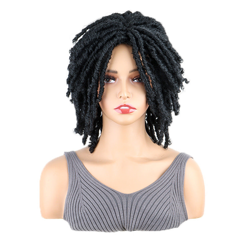 Fashion African Small Reel Curved Dreadlocks Wig Short Curly Hair