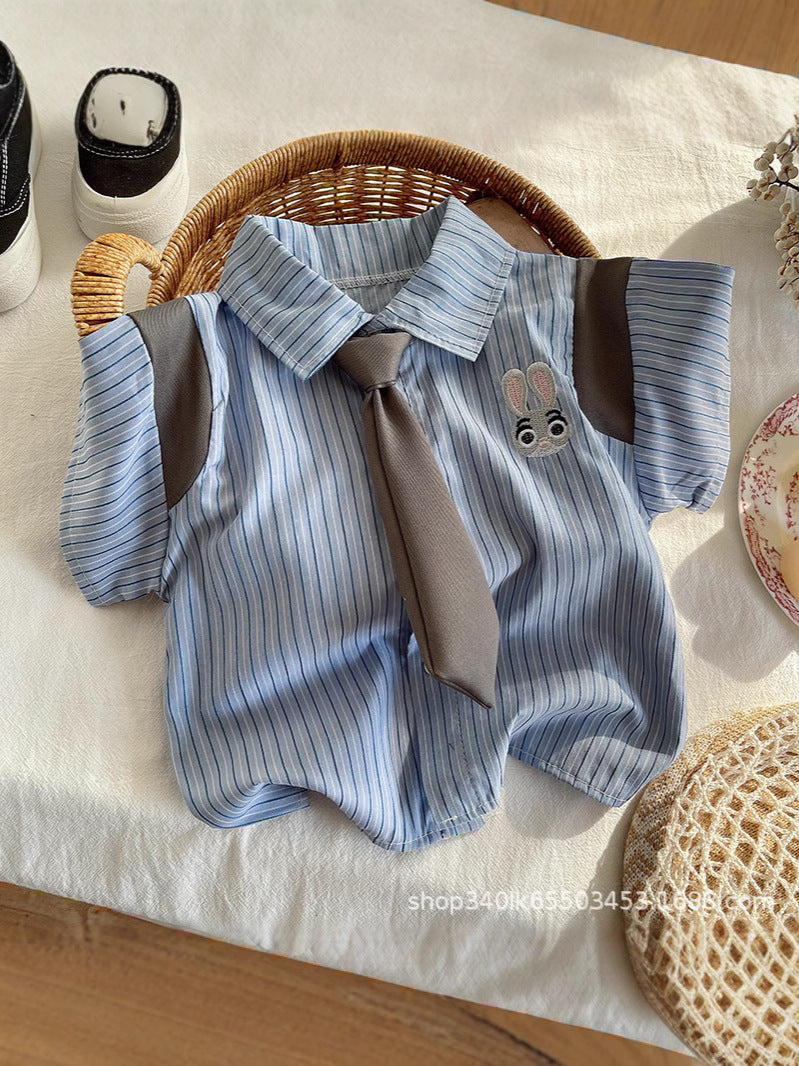 Children's Clothes University Style Unisex Short Sleeve Tie Children's Suit