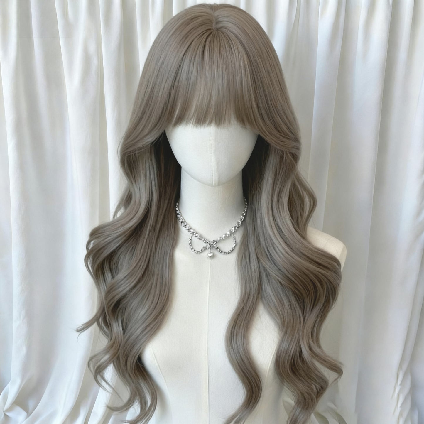 Natural Fluffy Fashion Seamless Mid-length Bangs Big Wave Wig Long Curls