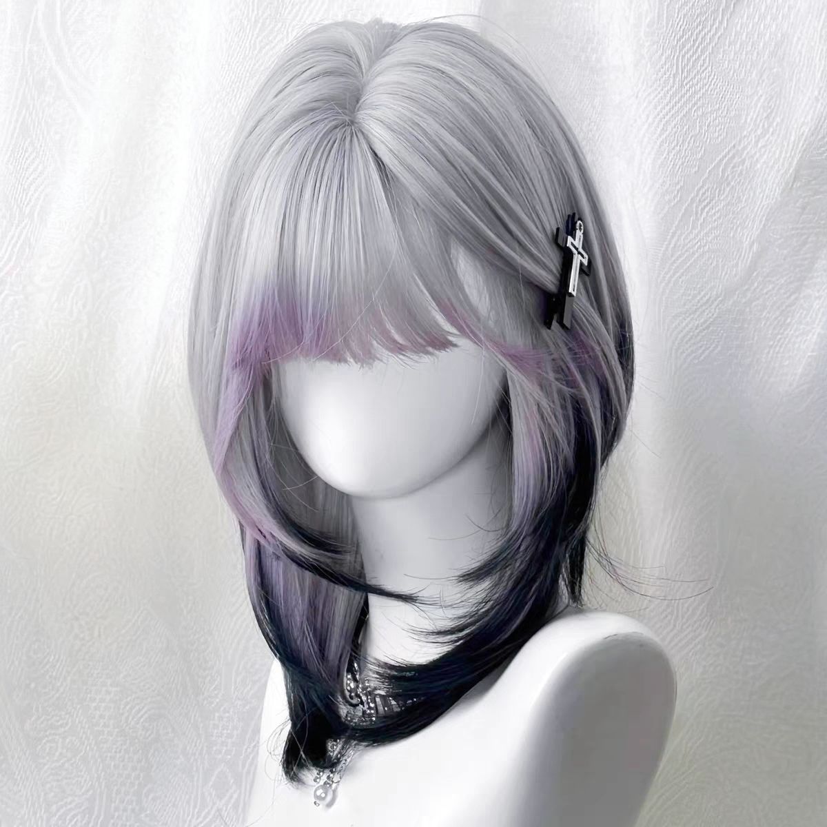 Long Curly Hair Rainbow Gradient Natural Simulation Big Wave Atmosphere Cos Wig
