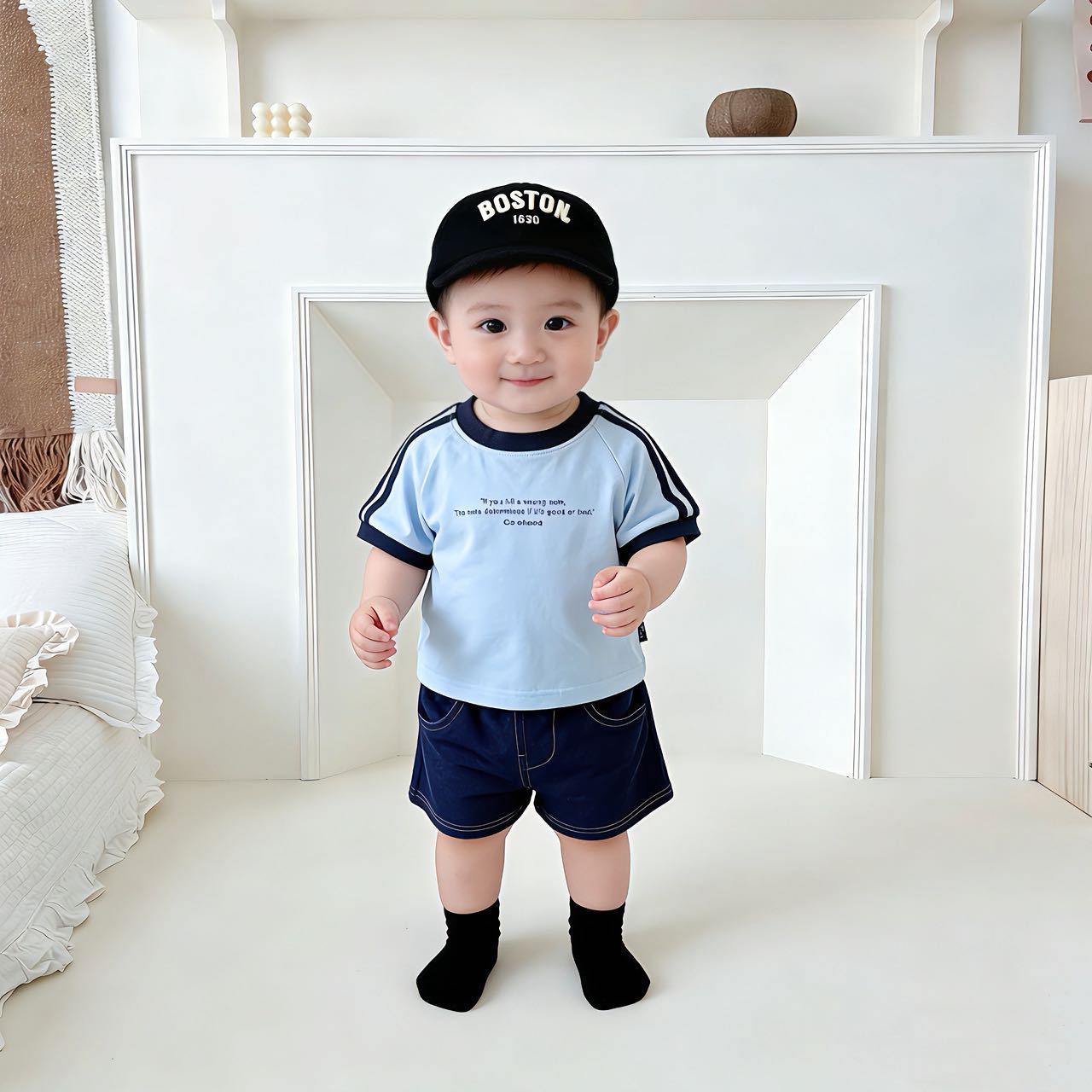 Infants Short-sleeved Top Summer Raglan Sleeve Cool Children's T-shirt