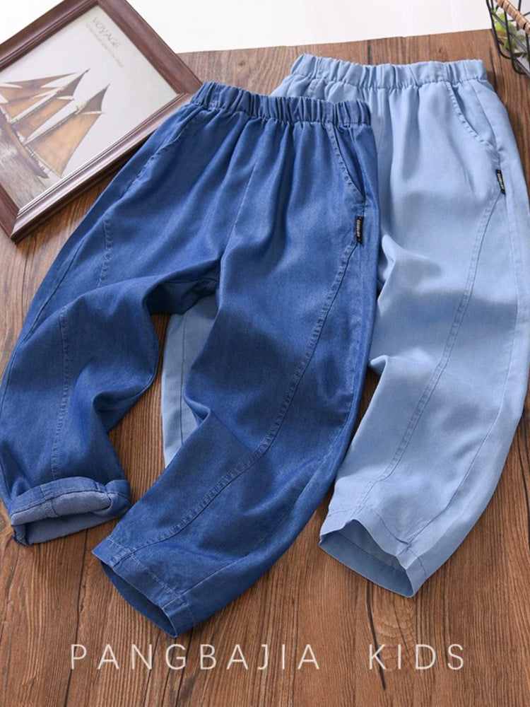 Children's Summer Thin Medium Big Clothing Ice Silk Children's Pants