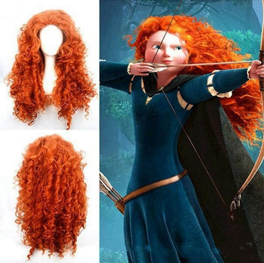 Brave Legend Merida Princess Anime Long Curly Cos Wig