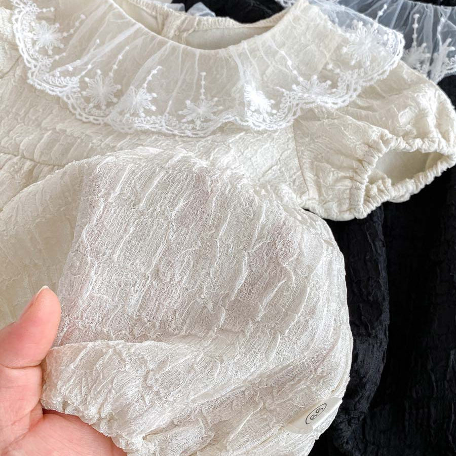 Style Western Summer Short Sleeve Jumpsuit Lace Peter Pan Collar Jumpsuit, Climbing Suit