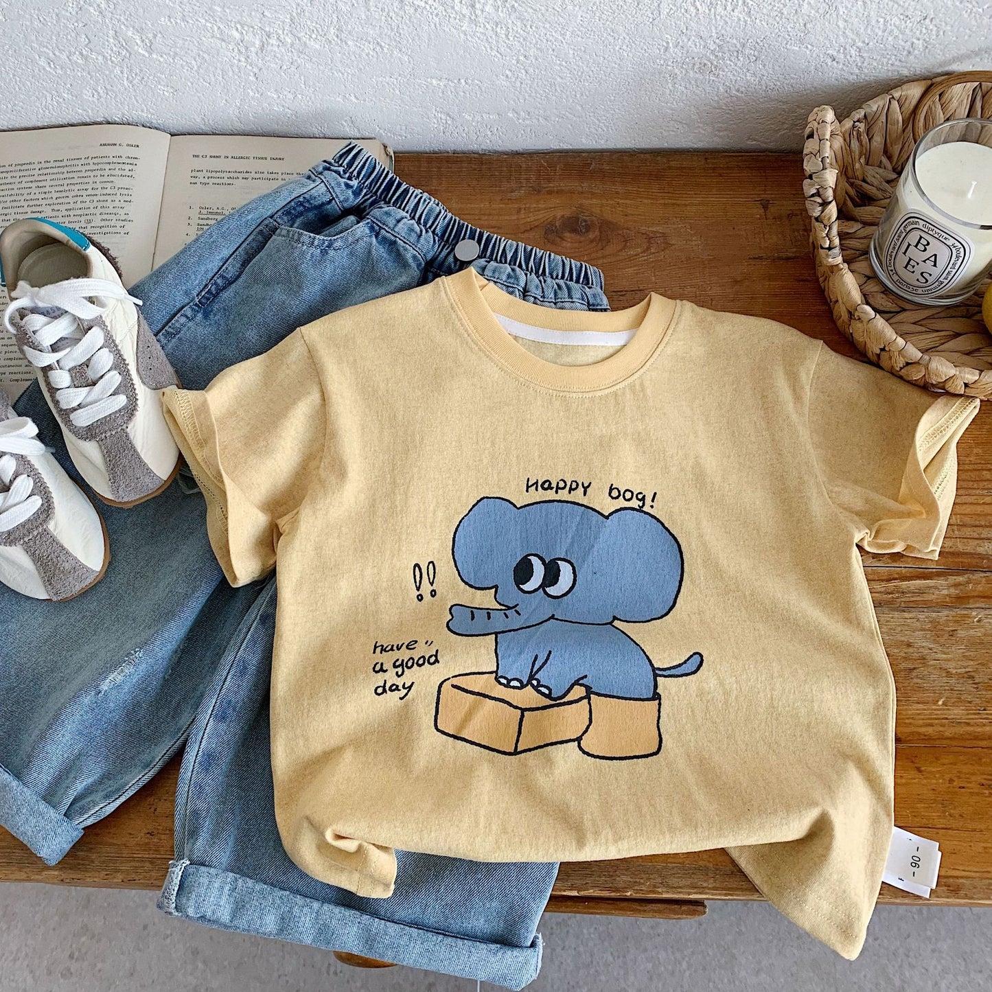 Children's Summer Korean Cute Elephant Dress Class Children's T-shirt