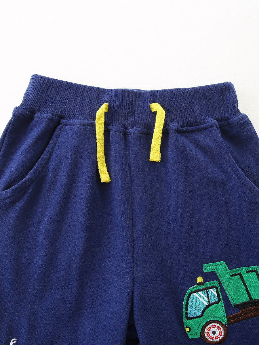 Autumn Trousers Fashion Embroidery Crawler Knitted Cotton Sports Children's Pants