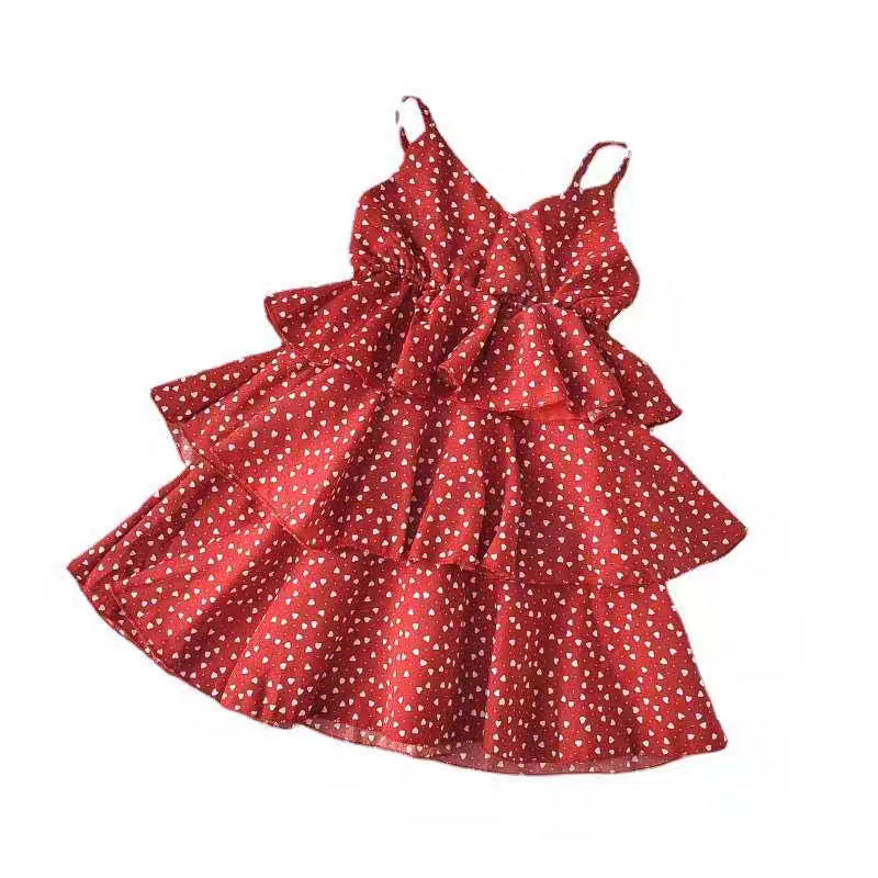 Children's Fashionable Summer Retro Style Suspender Graphy Clothing Children's Dress