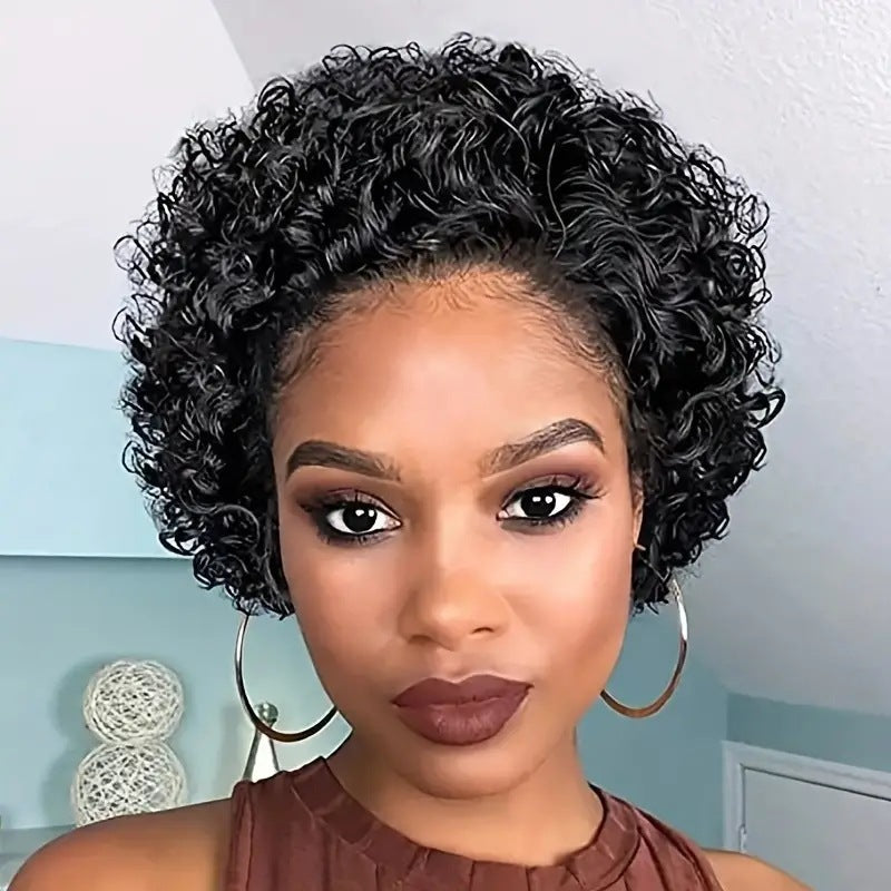 Fashion African Small Volume Natural Fluffy Head Wig Short Curly Hair