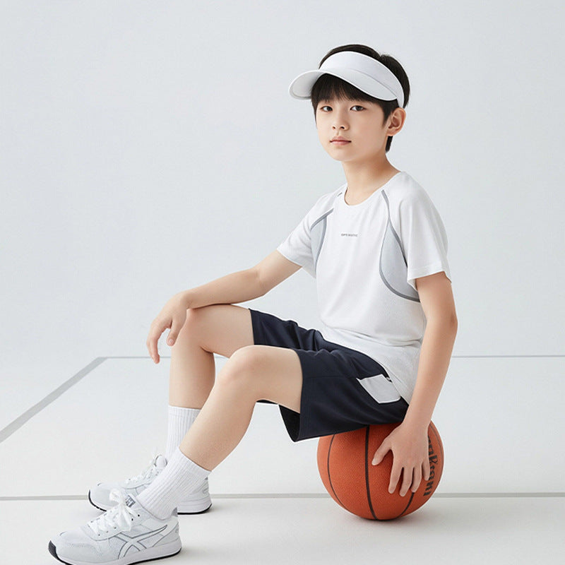 Summer Thin Breathable Class Sports Top Stitching Cool Sense Moisture Children's T-shirt