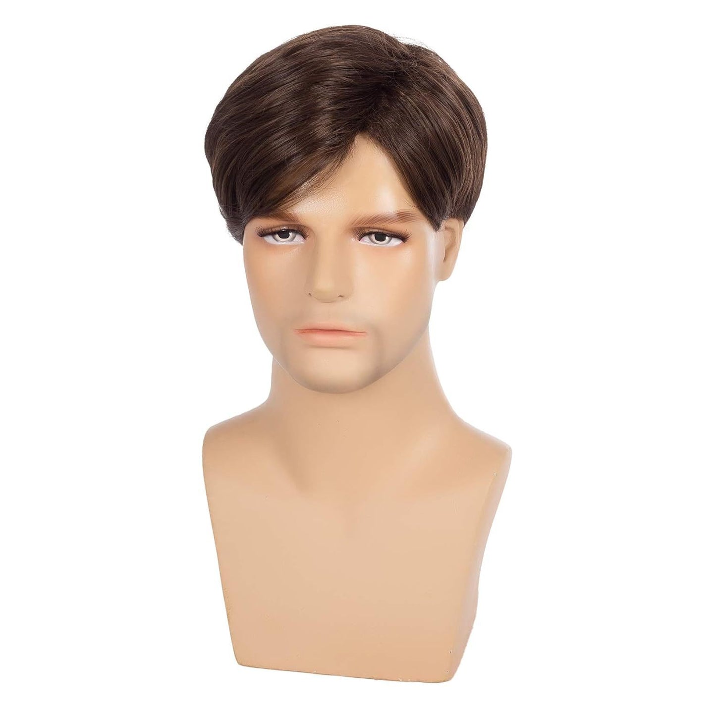 Men's Brown Partial Short Straight Hair Synthetic Men's Wig