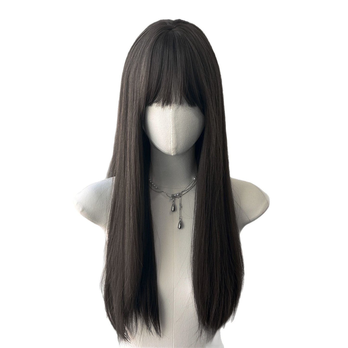 Women's Full Top Style Collection Medium Big Wave Black Straight Wig Long Curls