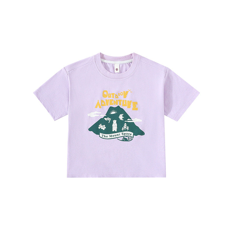 Children's Lightweight Breathable Short-sleeved Mulberry Cotton Outdoor Sports Half Sleeve Children's T-shirt