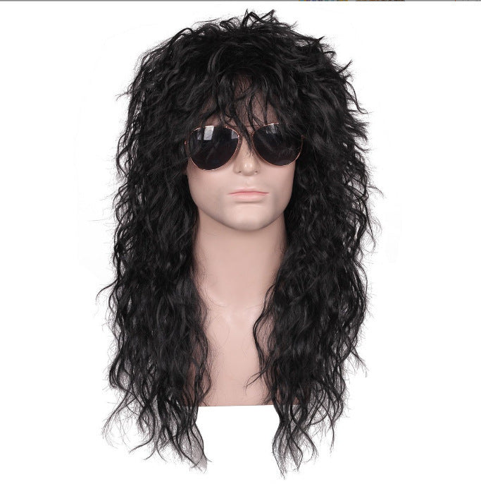 Women's Blonde Rock Roll Anchovy Charm Punk Wig Long Curls
