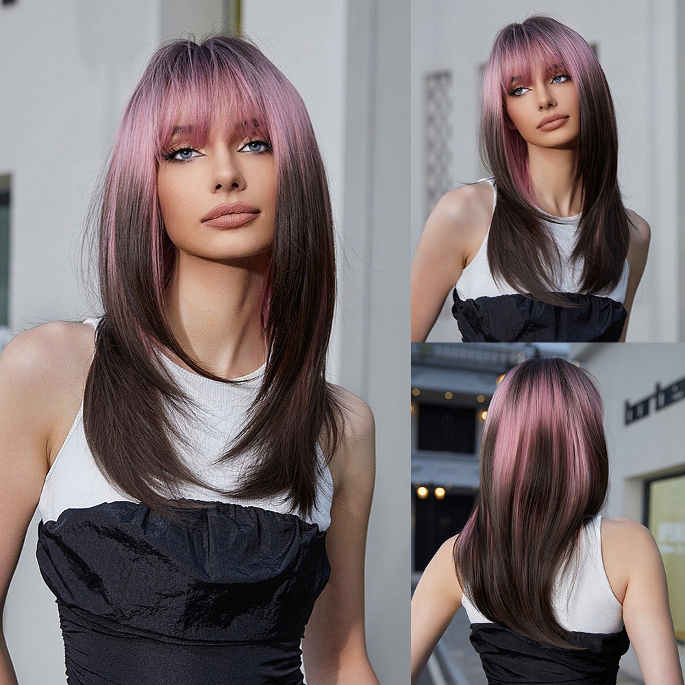 Women's Play Halloween Dress Up Medium Long High Temperature Resistant Synthetic Wig Short Straight Hair