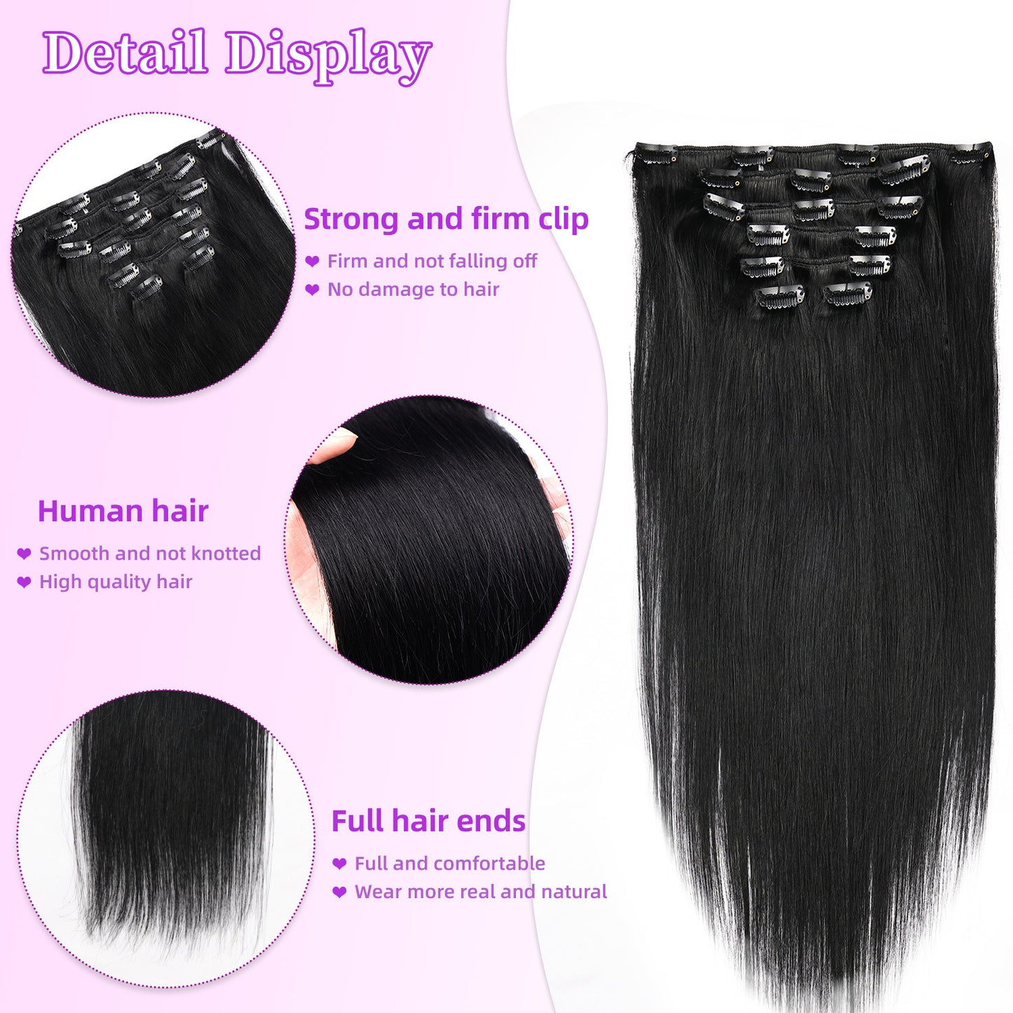 Hair Hairpiece Clip Female Long Straight Wig