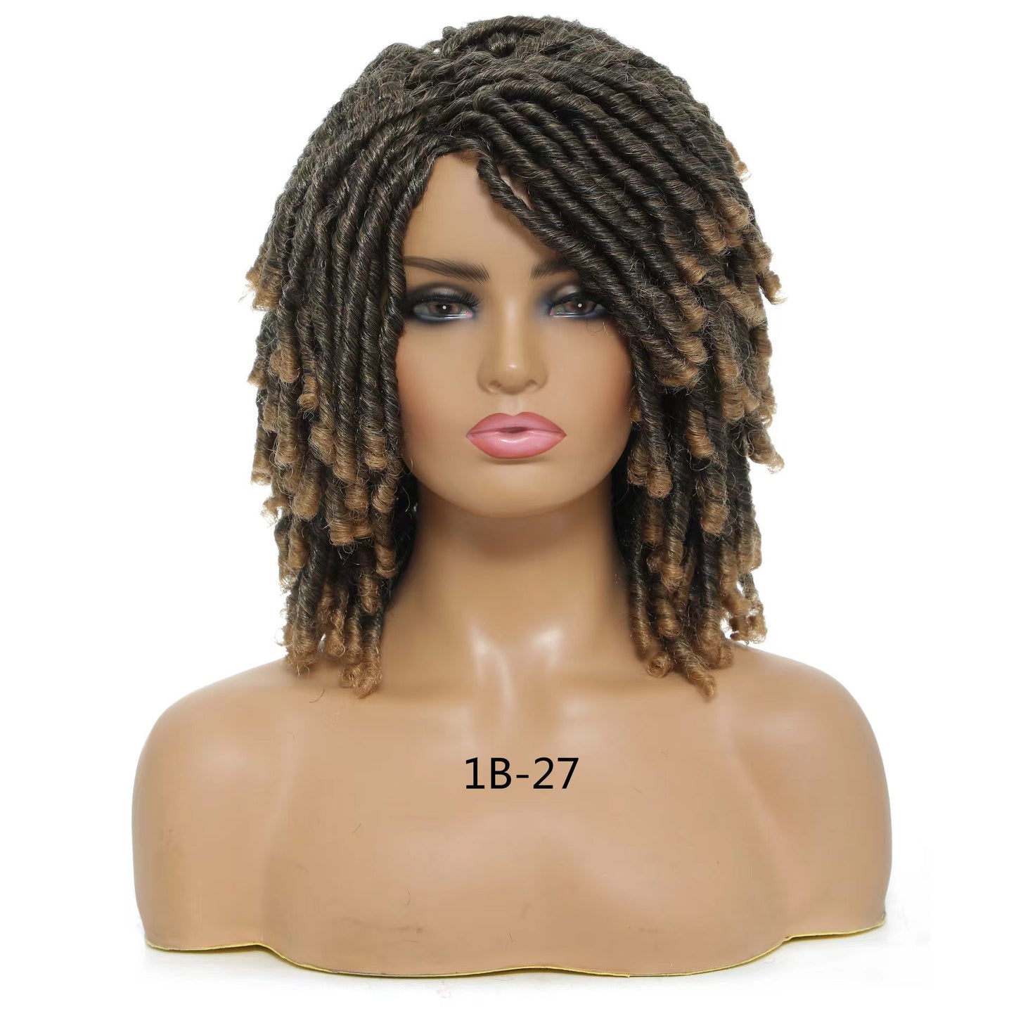 Fluffy Tube Curved Hollow Small Roll Dreadlocks Wig Short Straight Hair