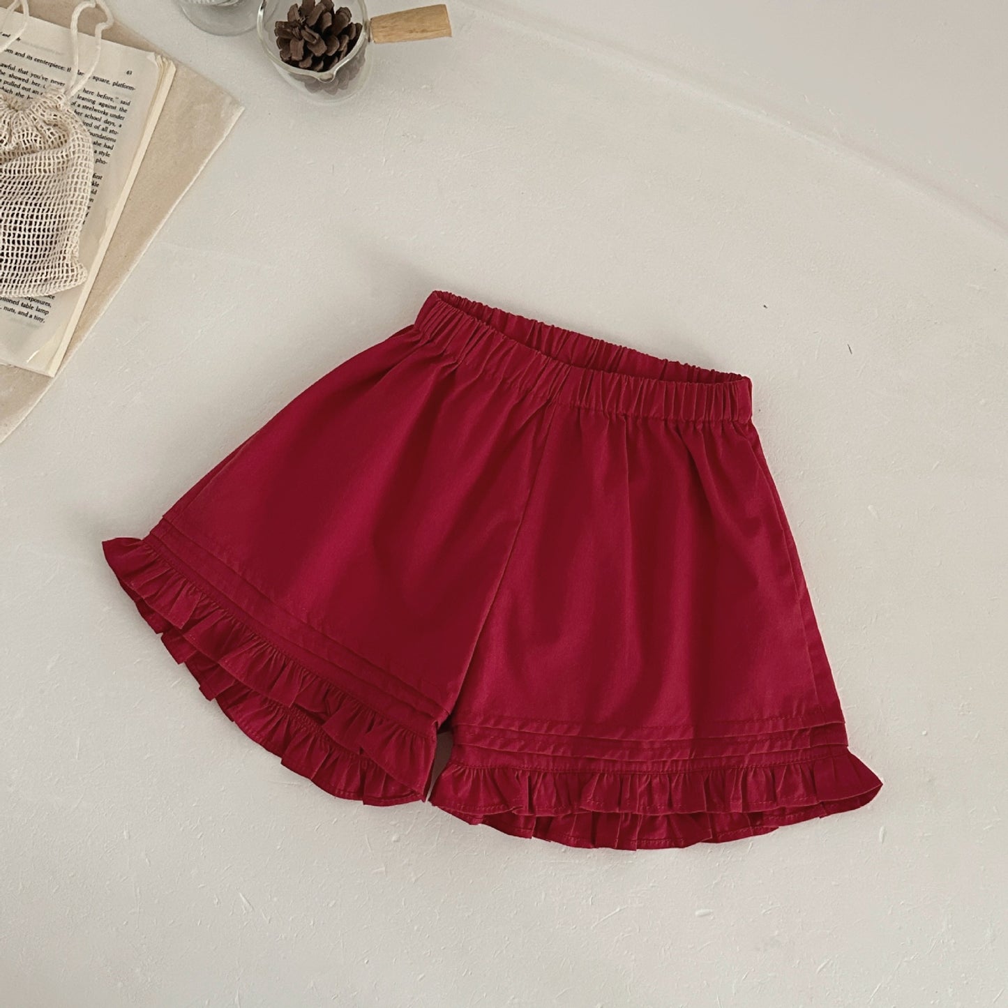 Women's Little Celebrity Sleeveless Lace Collar Top Shorts Western Children's Suit