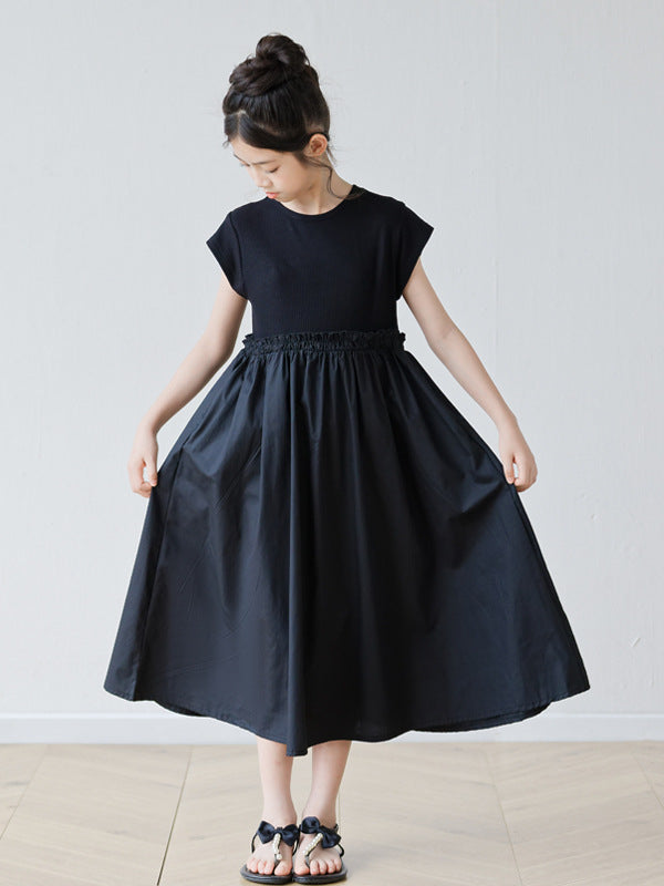 Knitted A- Line Skirt Hepburn Style Teen Children's Dress