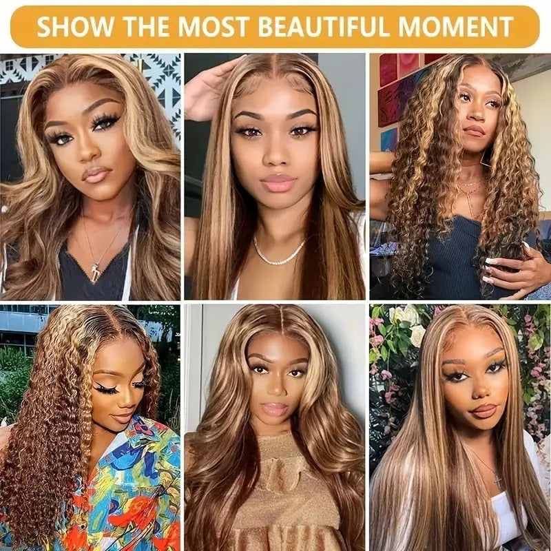 Women's Curly Lace Big Wave Mid-length Real Wig Long Curls