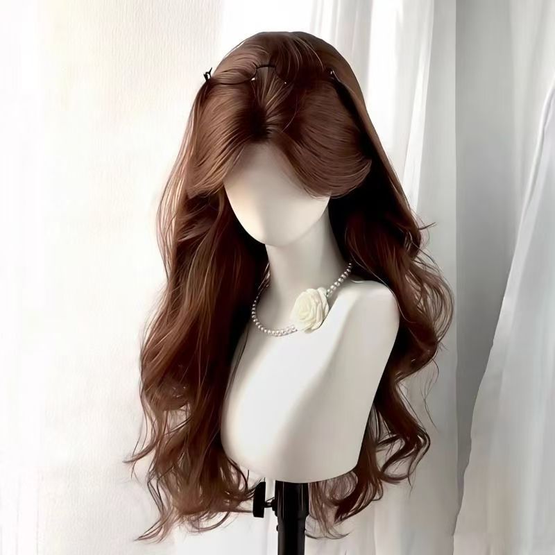 Female Four Korean Style Atmosphere Bangs Big Wave Artificial Hair Wig Long Curls
