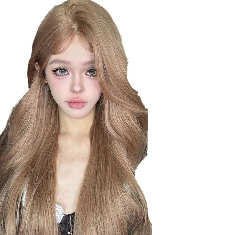One-word Forehead Lace Hairstyle Whole Curly Wig Long Curls