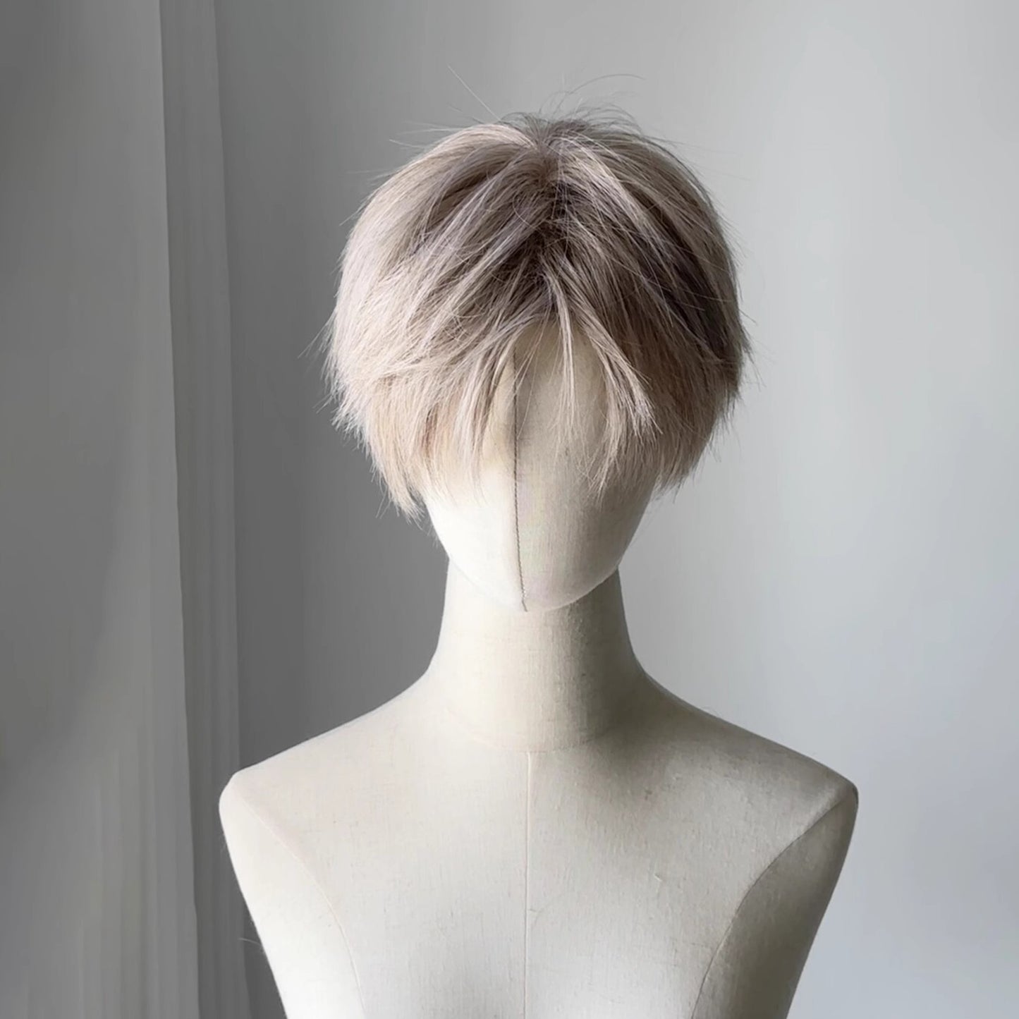 Light Color Short Unisex Differential Broken Cover Men's Wig