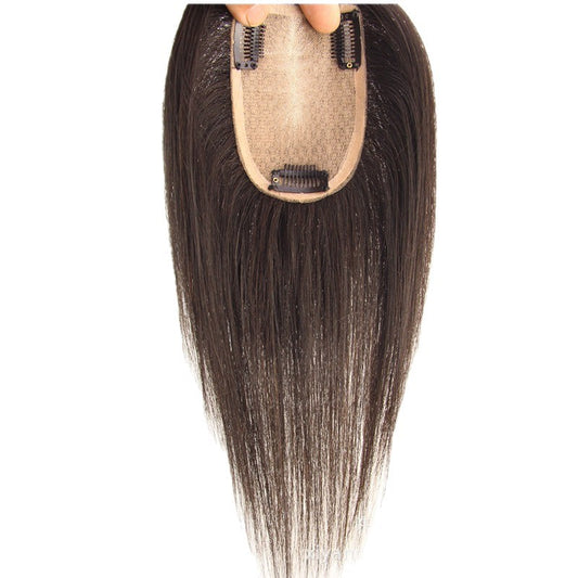 Women's Scalp Hair Supplementing Piece Cover Gray Hand Woven All Wig