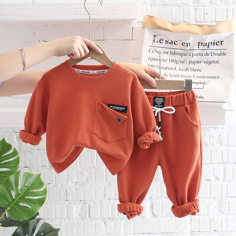 Children's Two-piece Cartoon Lapel Boys Autumn Clothing Children's Suit