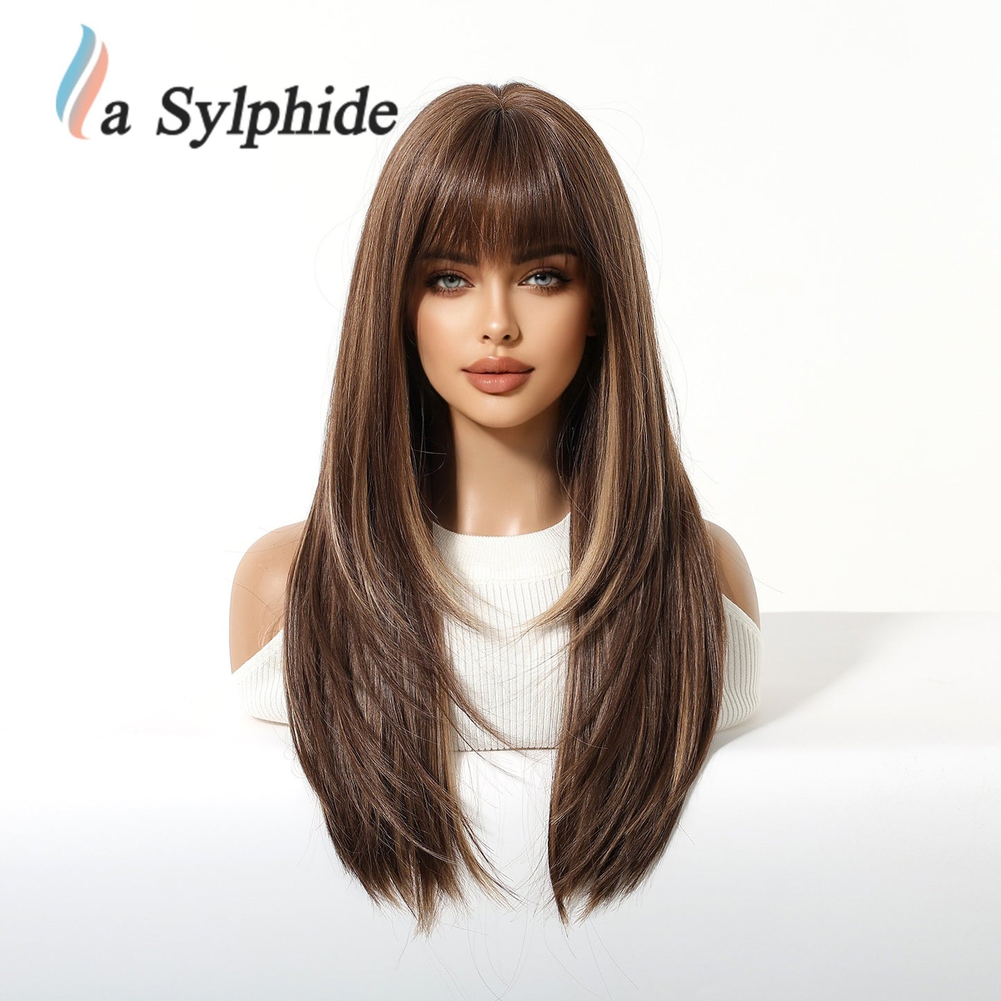 Dyed Brown Layered Curly Hair Mechanism Wig Long Curls