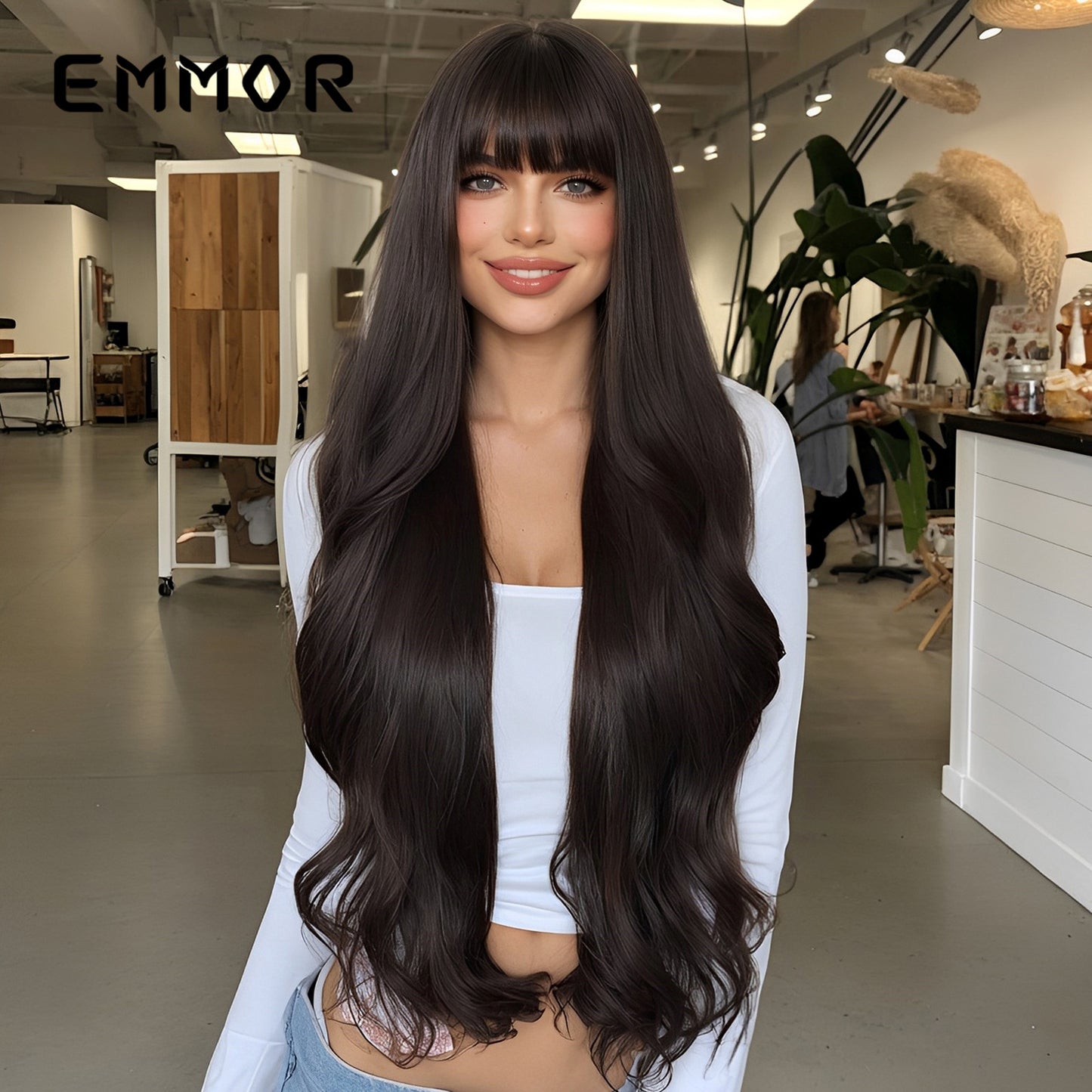 Bangs Curly Hair Dignified Goddess Waist Natural Fluffy Wig Long Curls