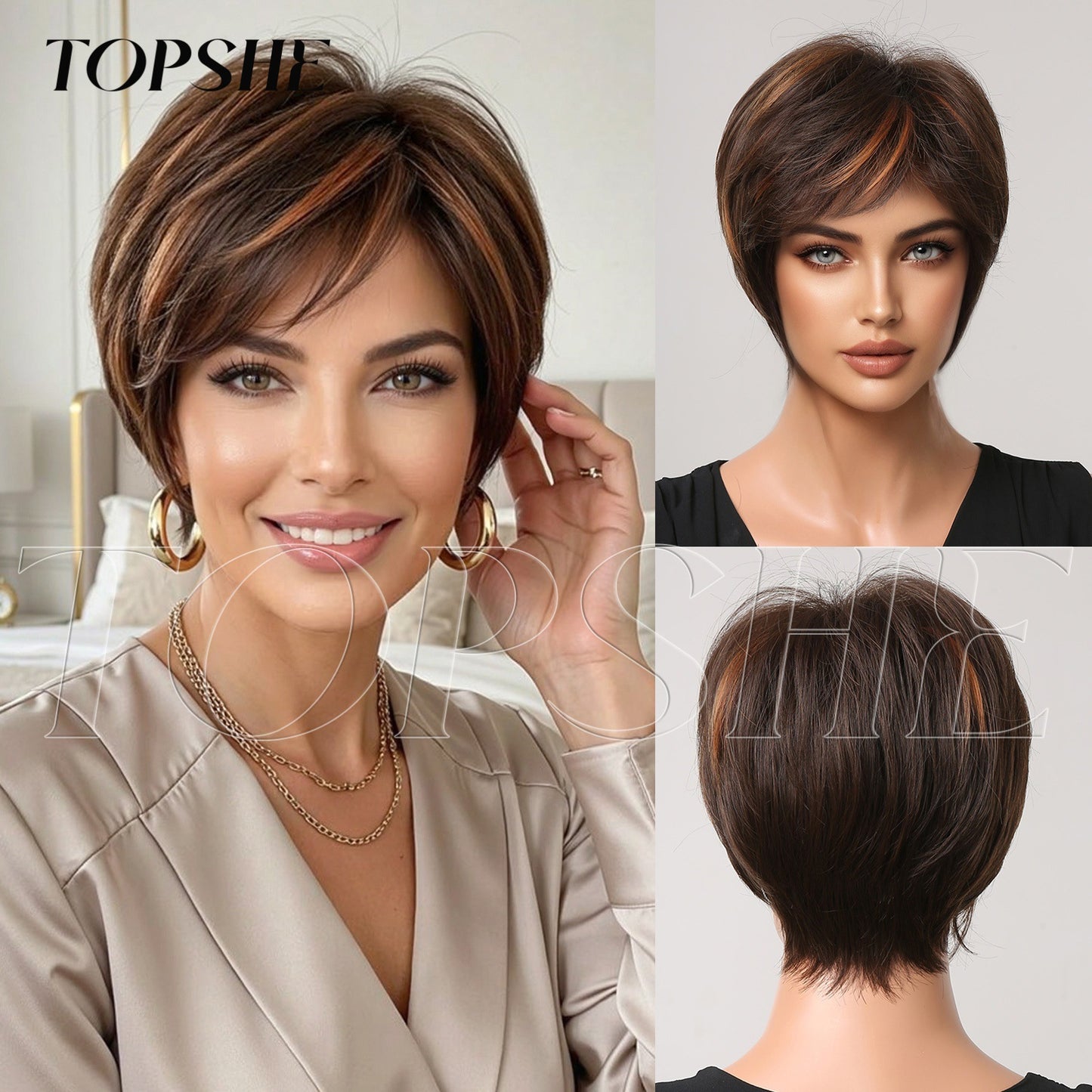 Fashion Female Natural Realistic Age Reducing Wig Short Straight Hair