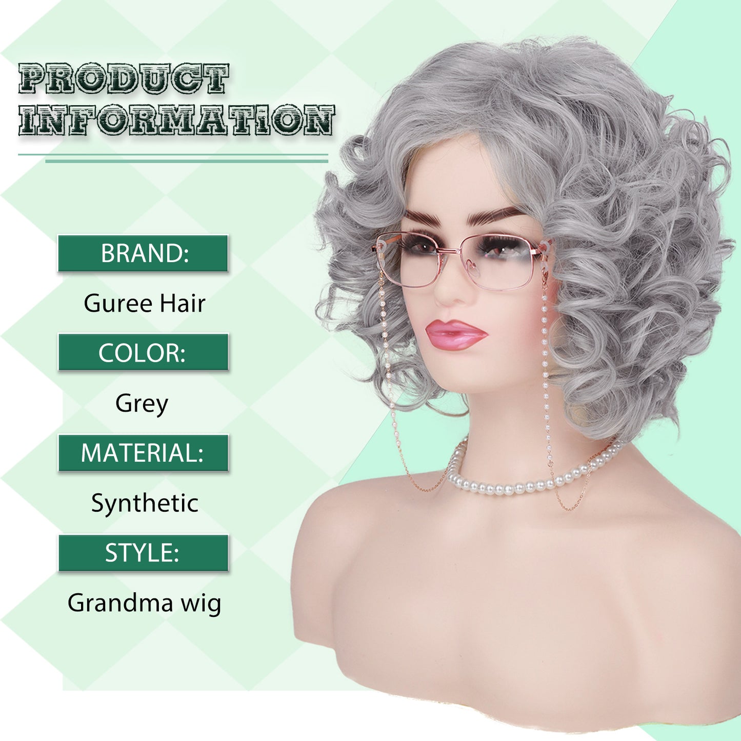 Women's Grandma Small Volume Chemical Fiber Headgear Wig Short Curly Hair