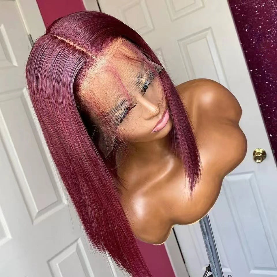 Durable Versatile Lace Bob Sheath Front Wig Short Straight Hair