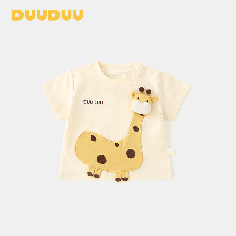 Children's Giraffe Summer Clothing Thin Short-sleeved Shirt Clothes For Babies Children's T-shirt