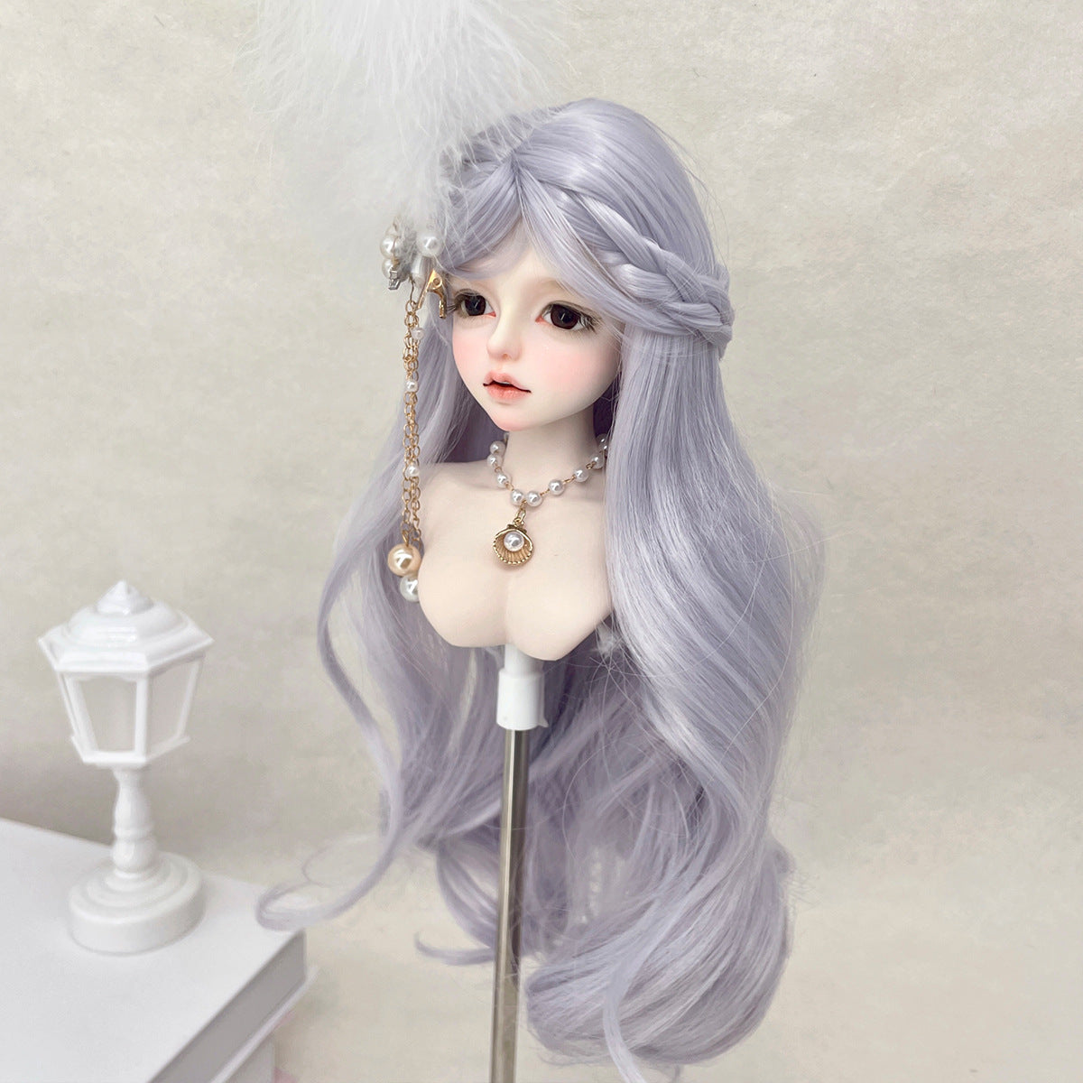 Split Bangs Braid Long Curly Hair Finished Head Cover Cos Wig